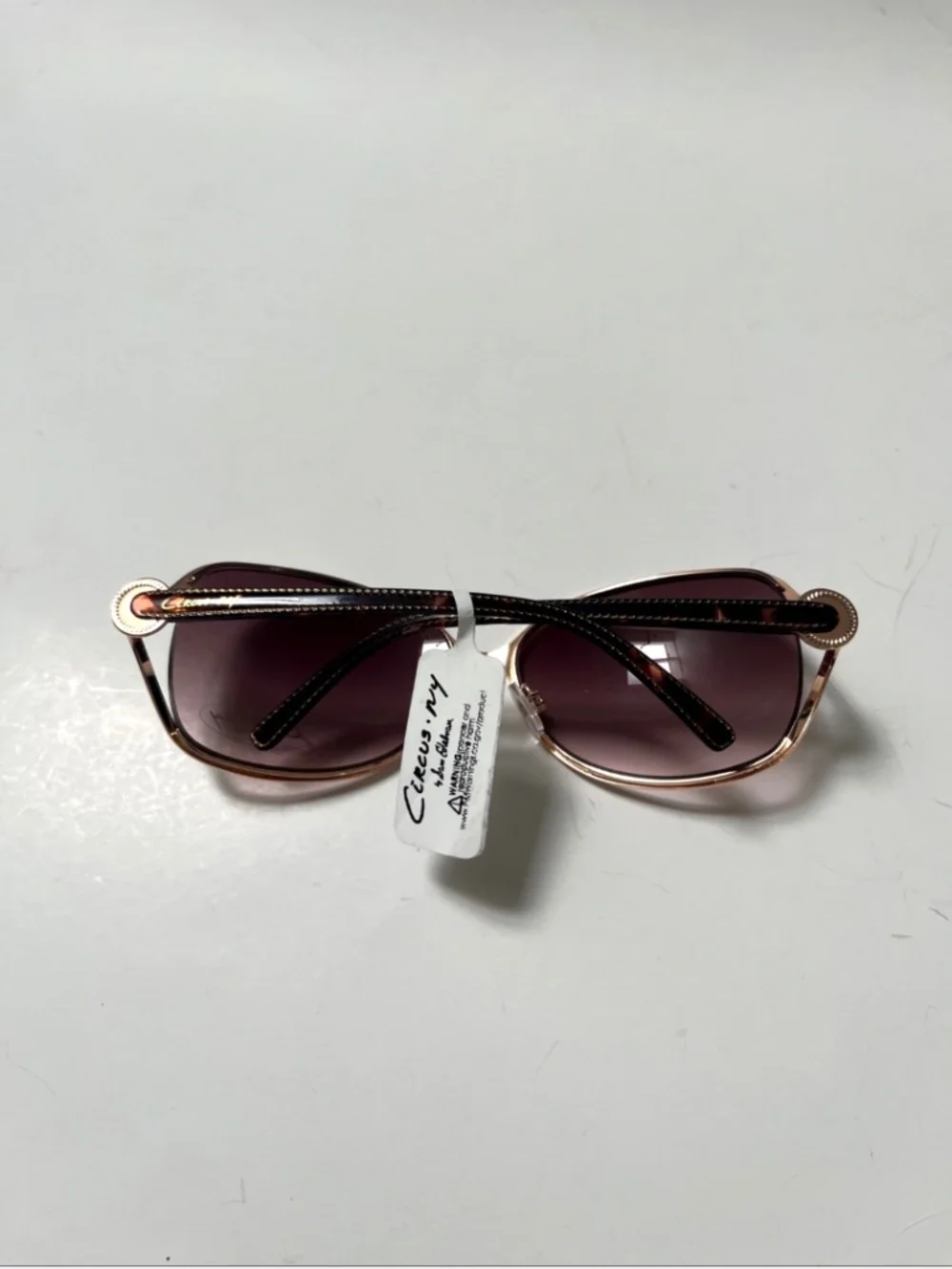 NWT CIRCUS BY SAM EDELMAN Wrap Sunglasses Rose Gold Brown Lens Dash Line